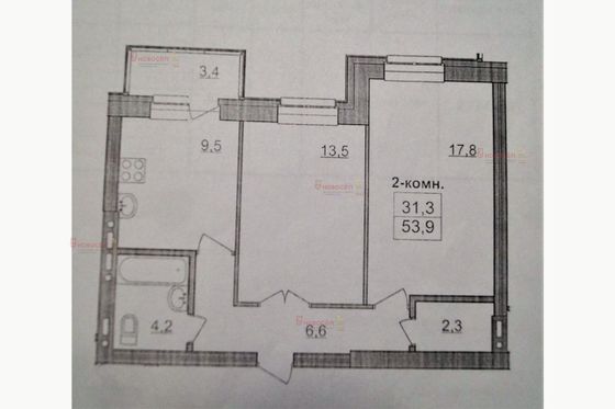 Продажа 2-комнатной квартиры 56 м², 1/5 этаж