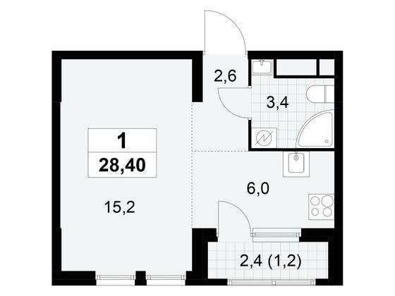 Продажа квартиры-студии 28,4 м², 14/30 этаж