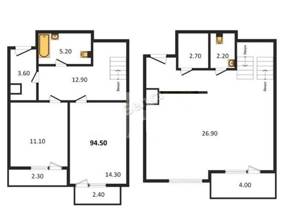 Продажа 2-комнатной квартиры 94,5 м², 6/6 этаж