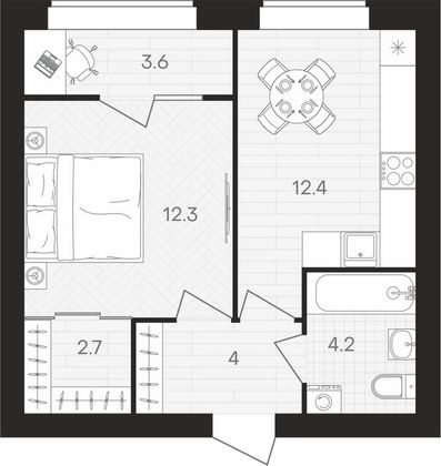 Продажа 1-комнатной квартиры 39,2 м², 6/10 этаж