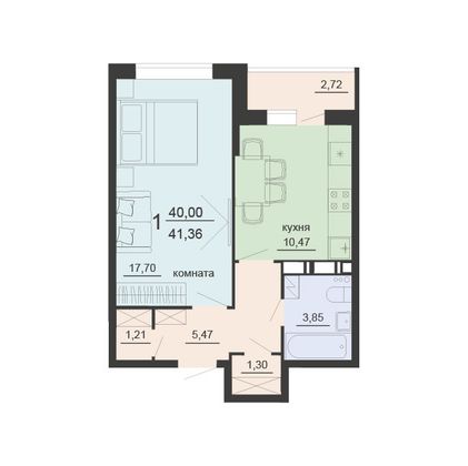 Продажа 1-комнатной квартиры 41,4 м², 4/20 этаж