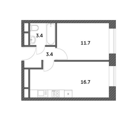 Продажа 1-комнатной квартиры 35,2 м², 4/19 этаж