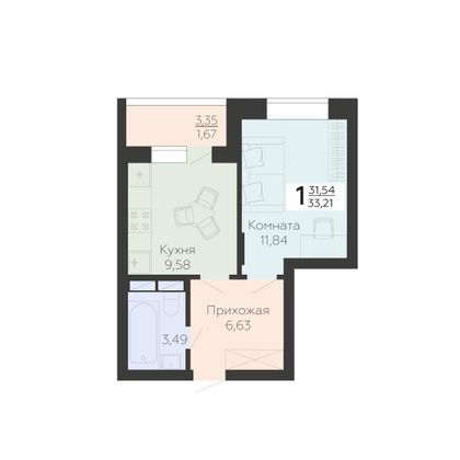 Продажа 1-комнатной квартиры 33,2 м², 2/18 этаж