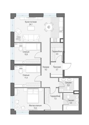 Продажа 3-комнатной квартиры 95,3 м², 3/28 этаж
