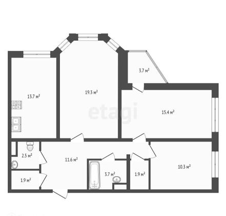 Продажа 3-комнатной квартиры 84,2 м², 16/17 этаж