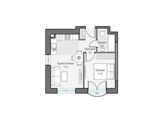 Продажа 1-комнатной квартиры 36,6 м², 14/28 этаж