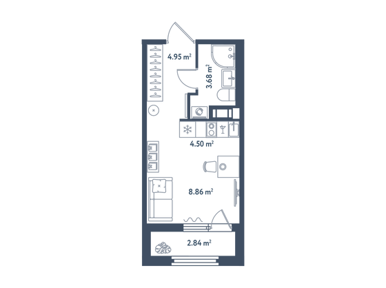 23,4 м², студия, 8/11 этаж