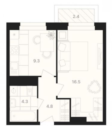 Продажа 1-комнатной квартиры 37,3 м², 9/17 этаж