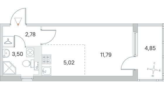 Продажа квартиры-студии 24,5 м², 4/4 этаж