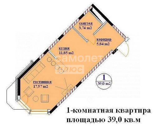 Продажа квартиры-студии 39 м², 16/16 этаж