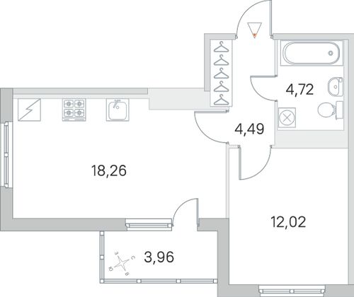 Продажа 1-комнатной квартиры 41,5 м², 2/5 этаж