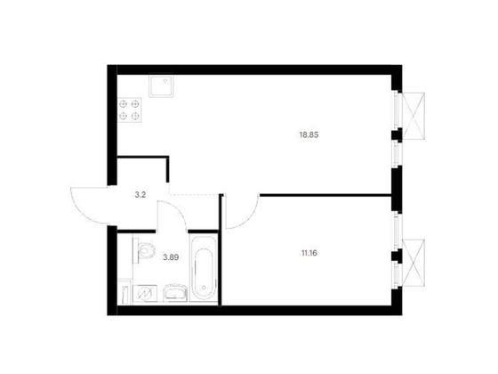 Продажа 1-комнатной квартиры 37,1 м², 25/33 этаж