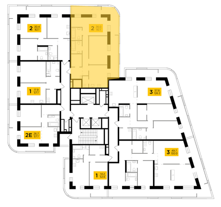 Продажа 2-комнатной квартиры 92,1 м², 3/19 этаж