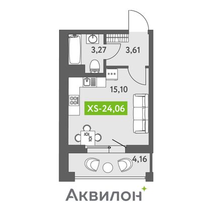 24,7 м², студия, 8/13 этаж