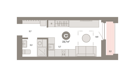 Продажа квартиры-студии 23,7 м², 4/16 этаж