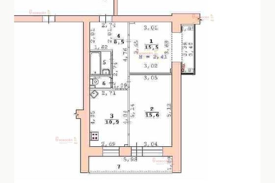 Продажа 2-комнатной квартиры 54 м², 4/5 этаж