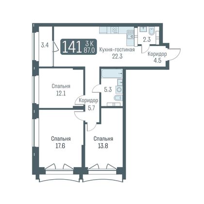 Продажа 4-комнатной квартиры 85,3 м², 16/24 этаж