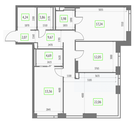 Продажа 3-комнатной квартиры 93,4 м², 4/57 этаж