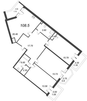 Продажа 4-комнатной квартиры 108,5 м², 2/12 этаж