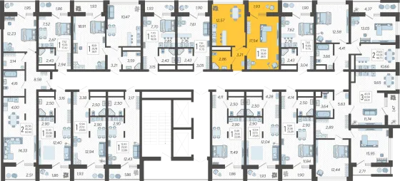 Продажа 1-комнатной квартиры 38,1 м², 12/19 этаж