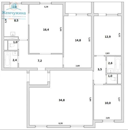 Продажа 4-комнатной квартиры 115 м², 4/9 этаж