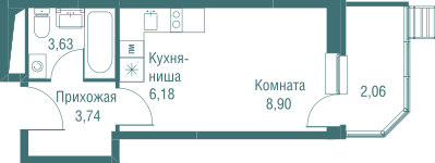 Продажа квартиры-студии 24,5 м², 10/23 этаж