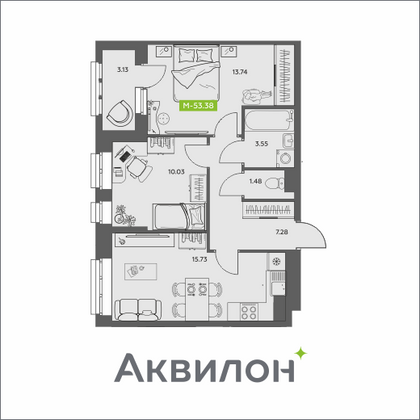 Продажа 3-комнатной квартиры 53,4 м², 16/16 этаж