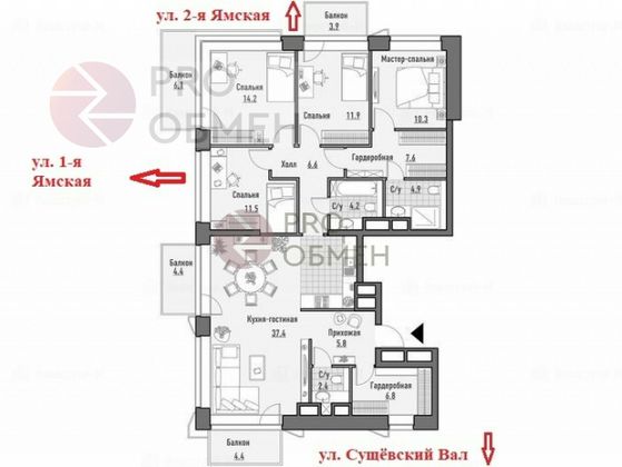 Продажа 4-комнатной квартиры 135,6 м², 11/21 этаж