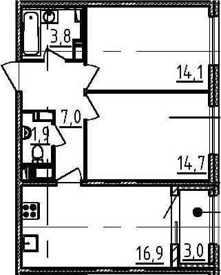 Продажа 2-комнатной квартиры 59,9 м², 10/19 этаж