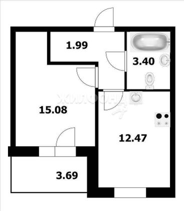 Продажа 1-комнатной квартиры 38 м², 12/25 этаж