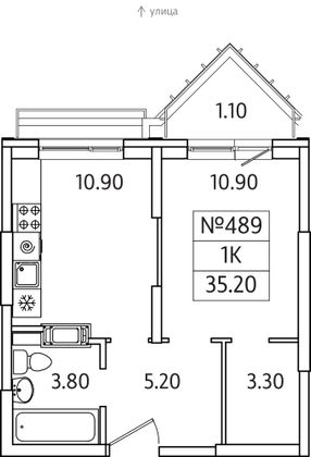 Продажа 1-комнатной квартиры 35,2 м², 21/25 этаж