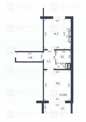 Продажа 1-комнатной квартиры 45,3 м², 16/17 этаж