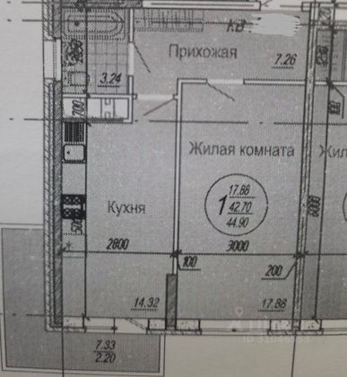 Продажа 1-комнатной квартиры 44,9 м², 16/20 этаж