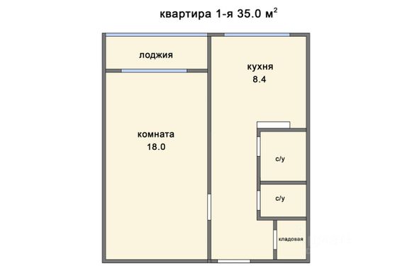 Продажа 1-комнатной квартиры 35 м², 5/5 этаж
