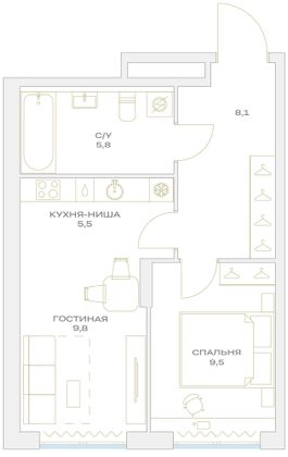 Продажа 2-комнатной квартиры 38,7 м², 17/23 этаж