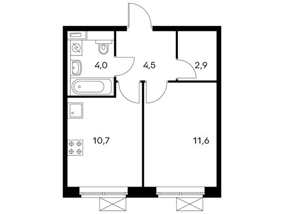 Продажа 1-комнатной квартиры 33,7 м², 6/25 этаж