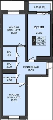 Продажа 2-комнатной квартиры 60 м², 5/17 этаж