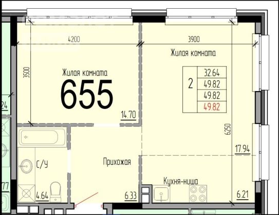 Продажа 2-комнатной квартиры 50 м², 2/11 этаж