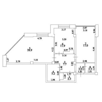 Продажа 2-комнатной квартиры 74,4 м², 7/8 этаж