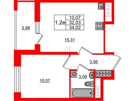 Продажа 1-комнатной квартиры 32 м², 3/23 этаж