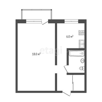 Продажа 1-комнатной квартиры 33 м², 4/5 этаж