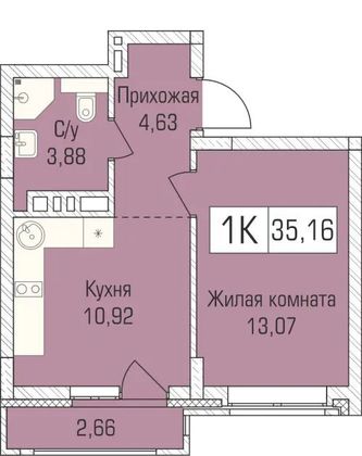 35,7 м², 1-комн. квартира, 2/9 этаж