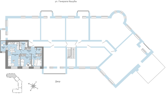 Продажа 3-комнатной квартиры 59 м², 4/4 этаж