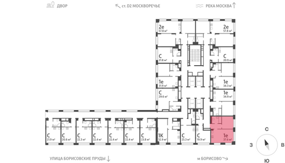 Продажа 1-комнатной квартиры 37,6 м², 3/30 этаж