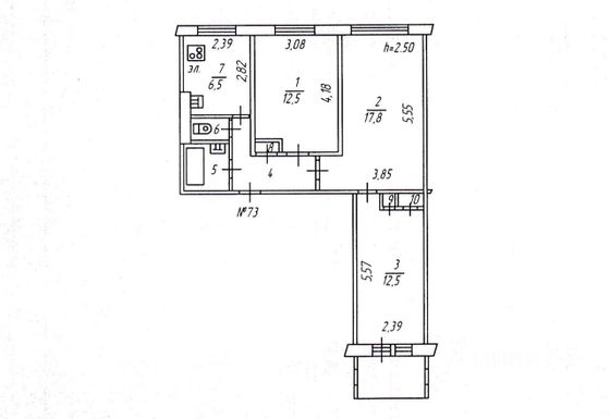 Продажа 3-комнатной квартиры 59,2 м², 1/9 этаж