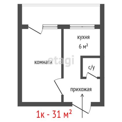 Продажа 1-комнатной квартиры 31 м², 3/9 этаж