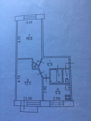 Продажа 2-комнатной квартиры 42,2 м², 3/5 этаж