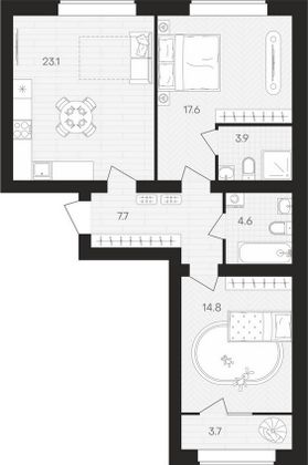 Продажа 2-комнатной квартиры 75,4 м², 10/10 этаж