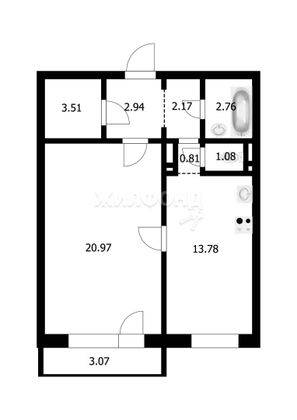 Продажа 1-комнатной квартиры 48,9 м², 10/10 этаж