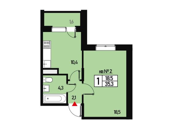 Продажа 1-комнатной квартиры 35 м², 1/3 этаж